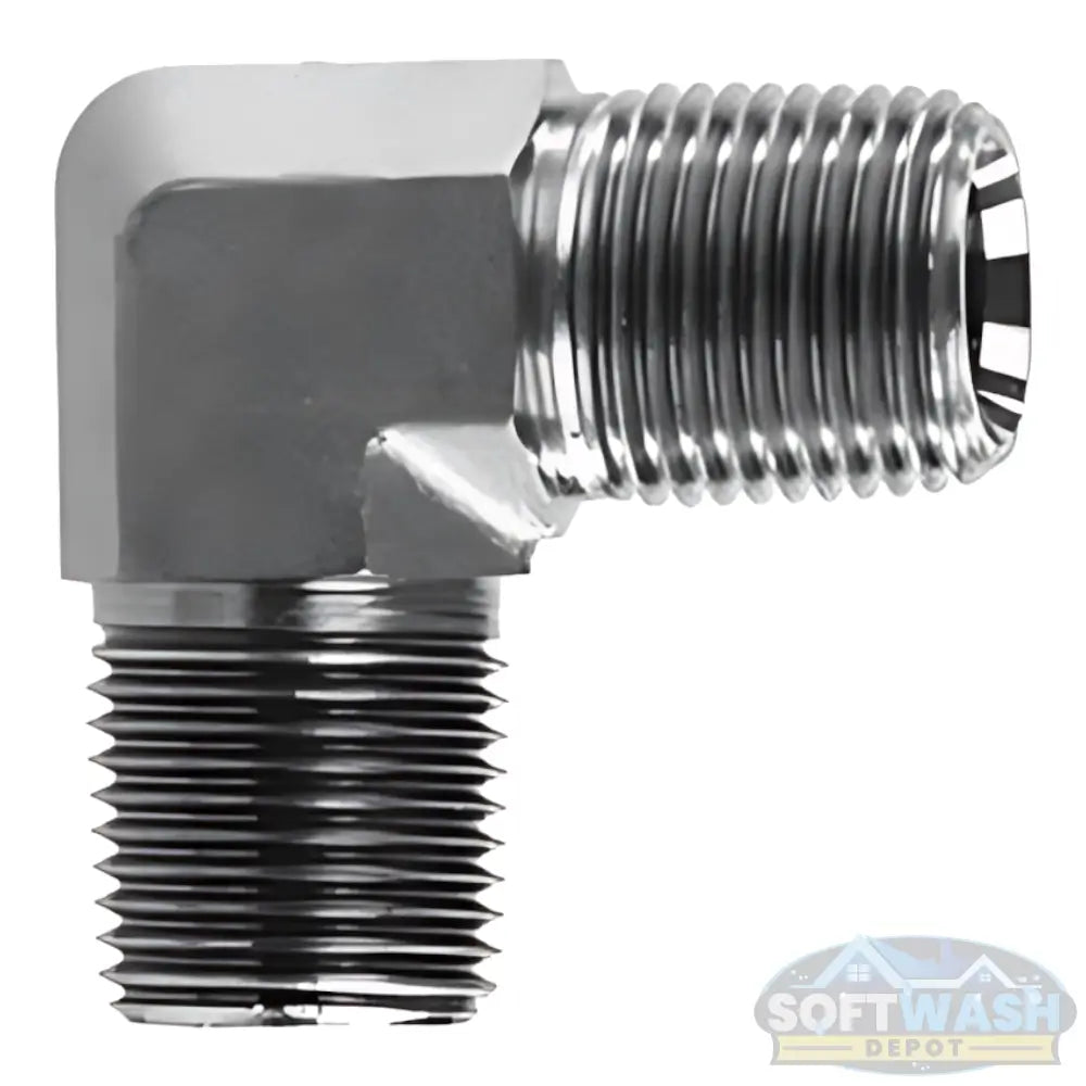 MPT x MPT 90° Steel Elbow - heavy-duty male pipe thread elbow connector designed for high-pressure applications, offering superior strength and corrosion resistance - Soft Wash Depot.