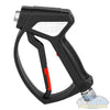 MTM Hydro SGS28 Easy Hold pressure washer spray gun with stainless steel live swivel, ergonomic grip and easy pull trigger, 3/8" inlet and 1/4" outlet, rated up to 4000 PSI, 12 GPM, and 320°F for professional cleaning. - Soft Wash Depot