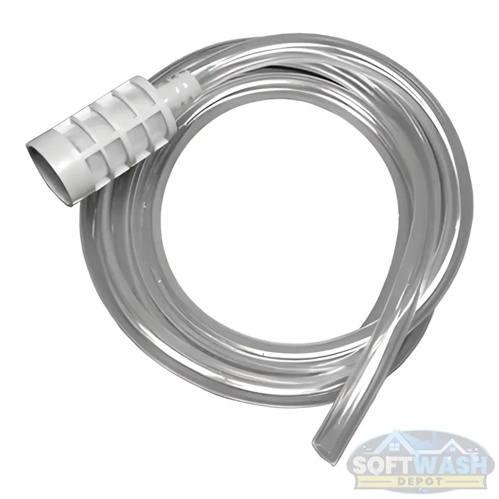 Plastic chemical filter with check valve and 4 ft 1/4 inch nylon hose for downstream injectors. - Soft Wash Depot