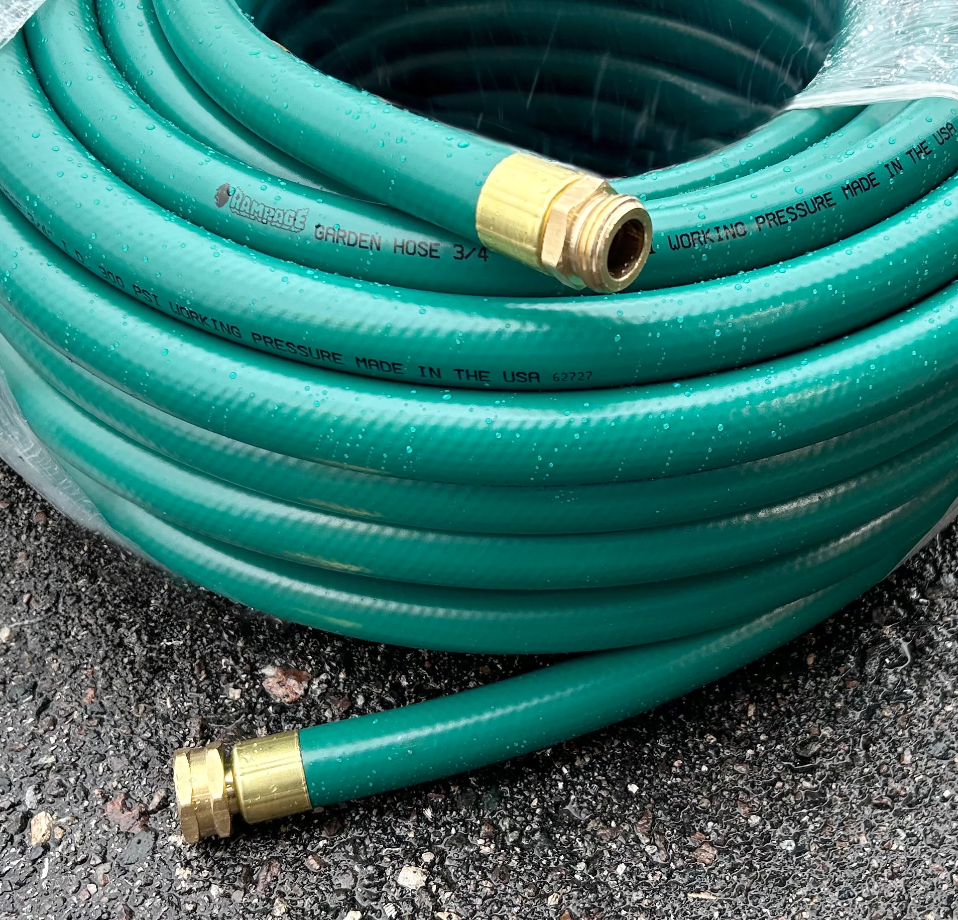 Rampage 3/4" Green Garden Hose w/ Brass Ends