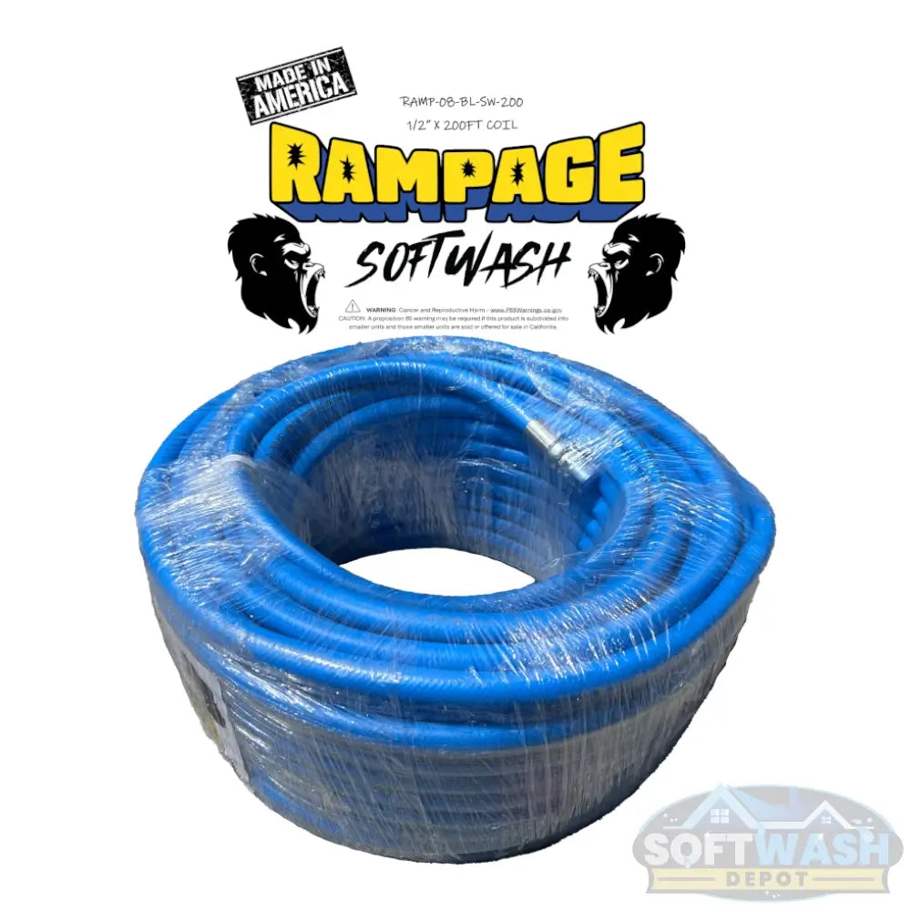 Rampage 1/2" 200' & 300' Softwash Hose w/ Crimped 1/2" NPT Ends