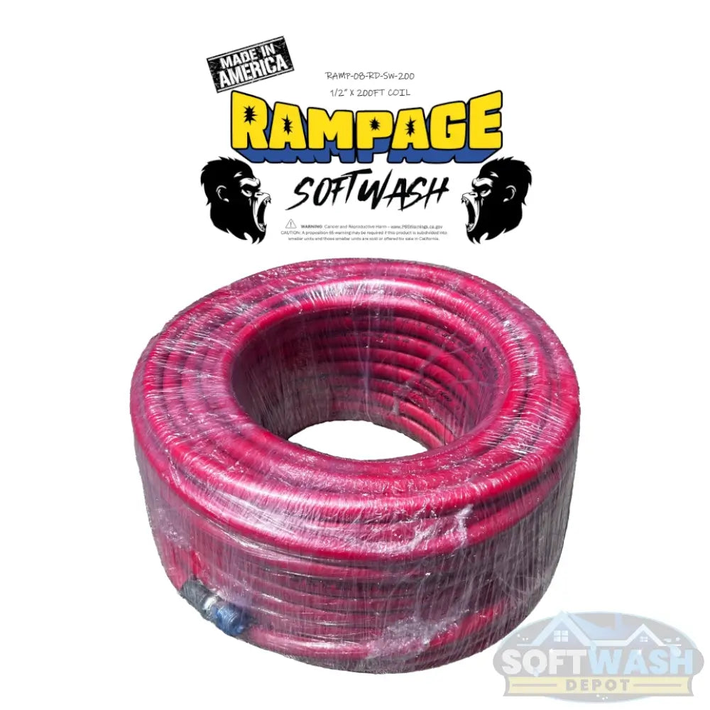 Rampage 1/2" 200' & 300' Softwash Hose w/ Crimped 1/2" NPT Ends