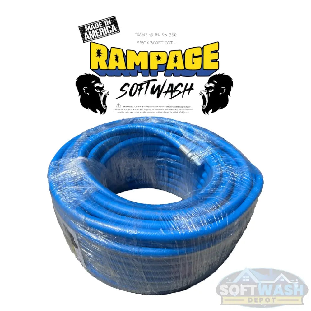 Rampage 5/8" 200' & 300' Softwash Hose w/ Crimped 1/2" NPT Ends