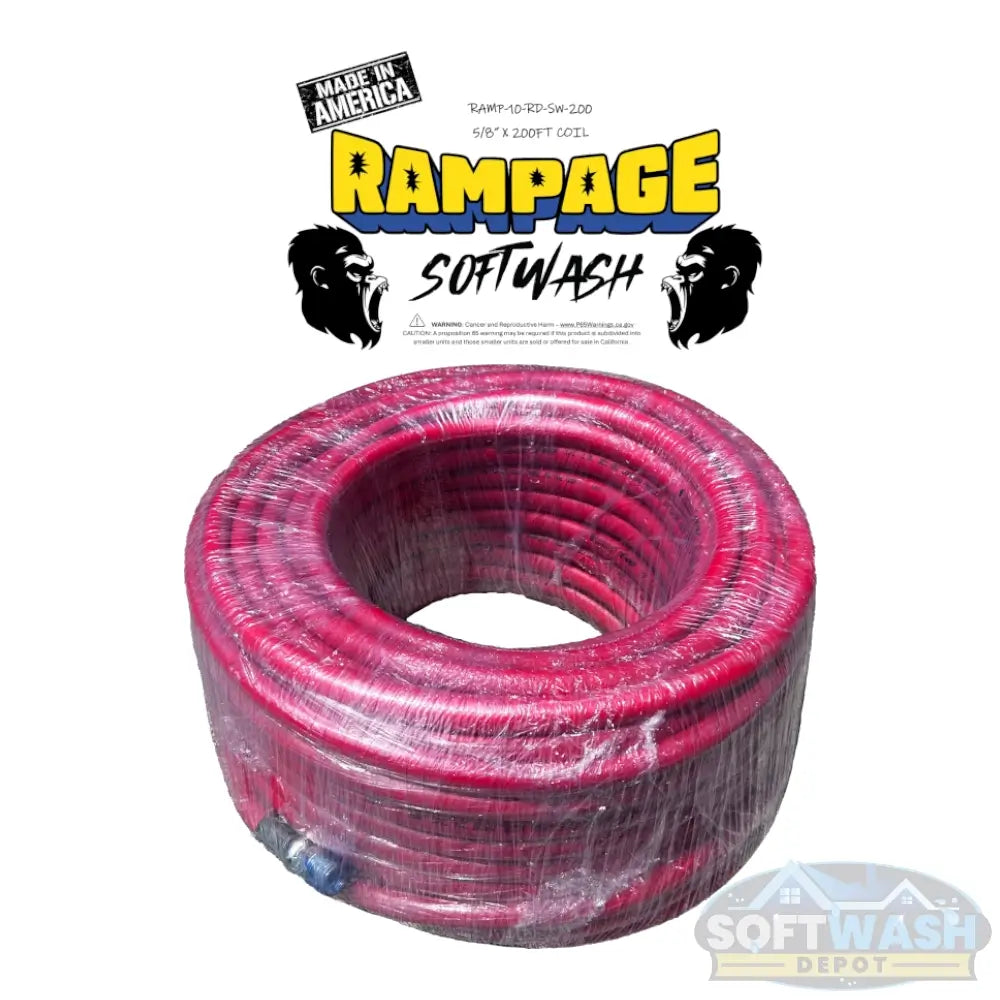 Rampage 5/8" 200' & 300' Softwash Hose w/ Crimped 1/2" NPT Ends