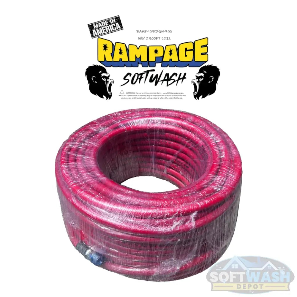 Rampage 5/8" 200' & 300' Softwash Hose w/ Crimped 1/2" NPT Ends