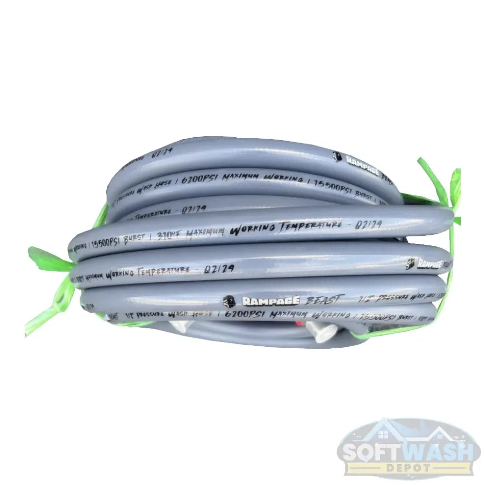 RAMPAGE BEAST 🦍 Smooth Gray 1/2" Double Wire 6200 PSI Pressure Wash Hose