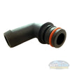 Remco 3/4" Quick Attach x 3/4" Hose Barb 90-degree elbow fitting for compatible soft wash pumps, providing secure hose connections and efficient hose routing. - Soft Wash Depot