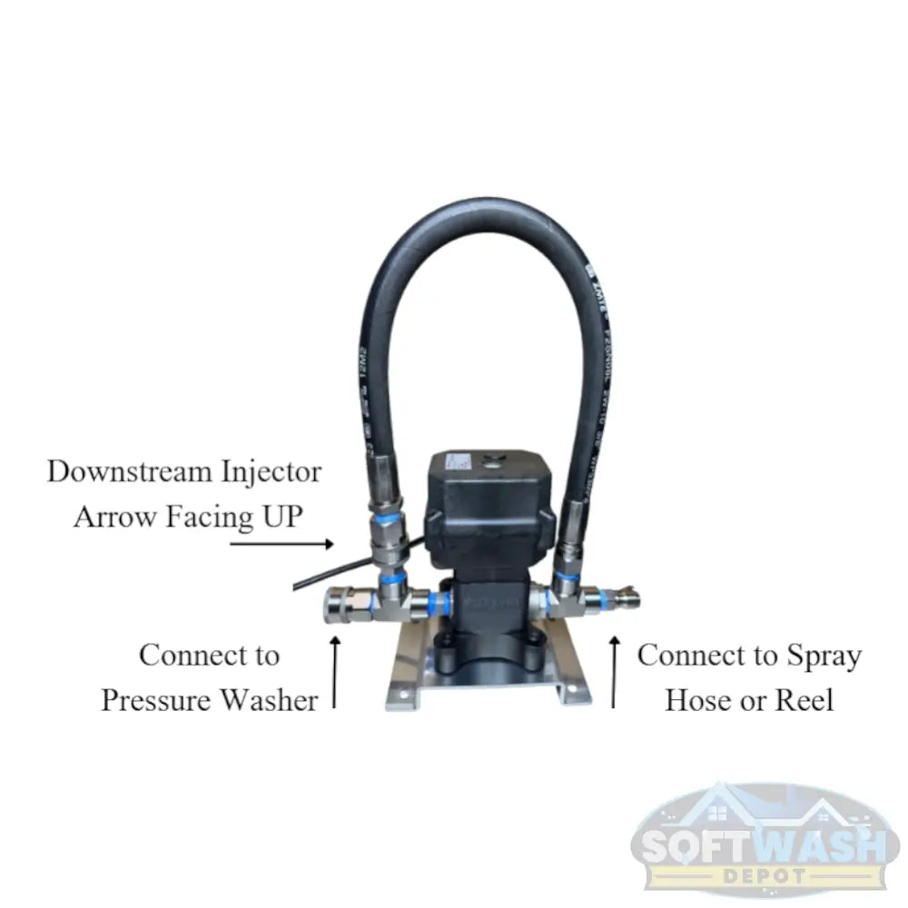 Remote Downstream 1/2" Bypass chemical injector system with smart control box, solenoid valve, and wireless remote. - Soft Wash Depot