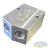 SWD Aluminum 3/8" x 1/2" Twinning Block with dual 3/8-inch inlets and single 1/2-inch outlet for combining two pressure washers into one high-flow system. - Soft Wash Depot