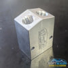 SWD Aluminum 3/8" x 1/2" Twinning Block with dual 3/8-inch inlets and single 1/2-inch outlet for combining two pressure washers into one high-flow system. - Soft Wash Depot