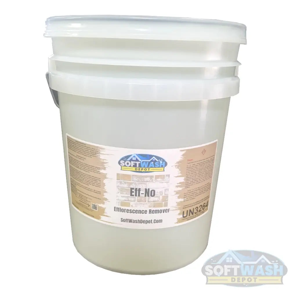 SWD Eff-No efflorescence and calcium remover in 5-gallon bucket (1 Pail), professional-grade brick and masonry stain cleaner for soft washing and surface restoration. - Soft Wash Depot