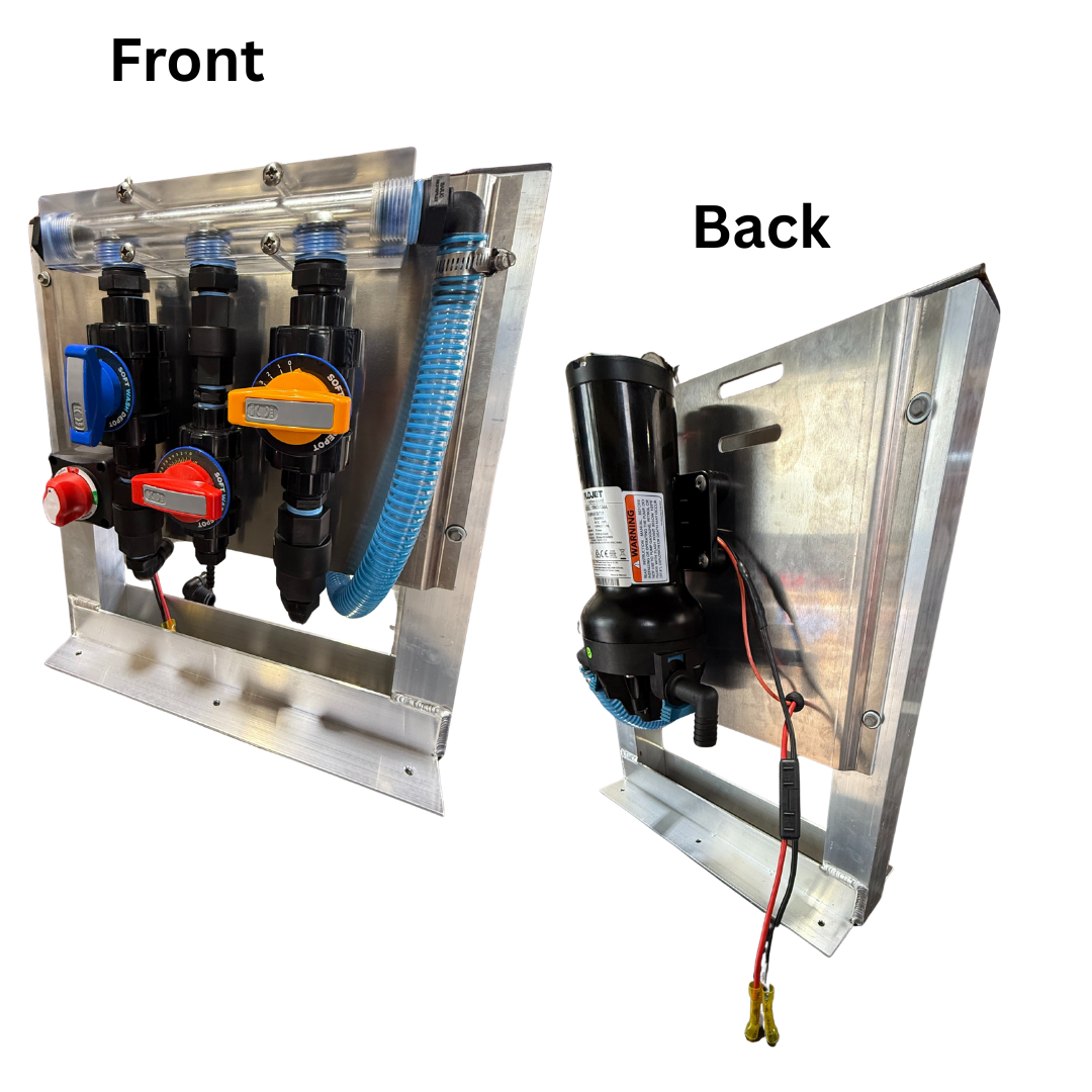 Soft Wash Depot 3-Port EZ Blend 3/4" Clear Proportioner & 12v Soft Wash Pump Combo