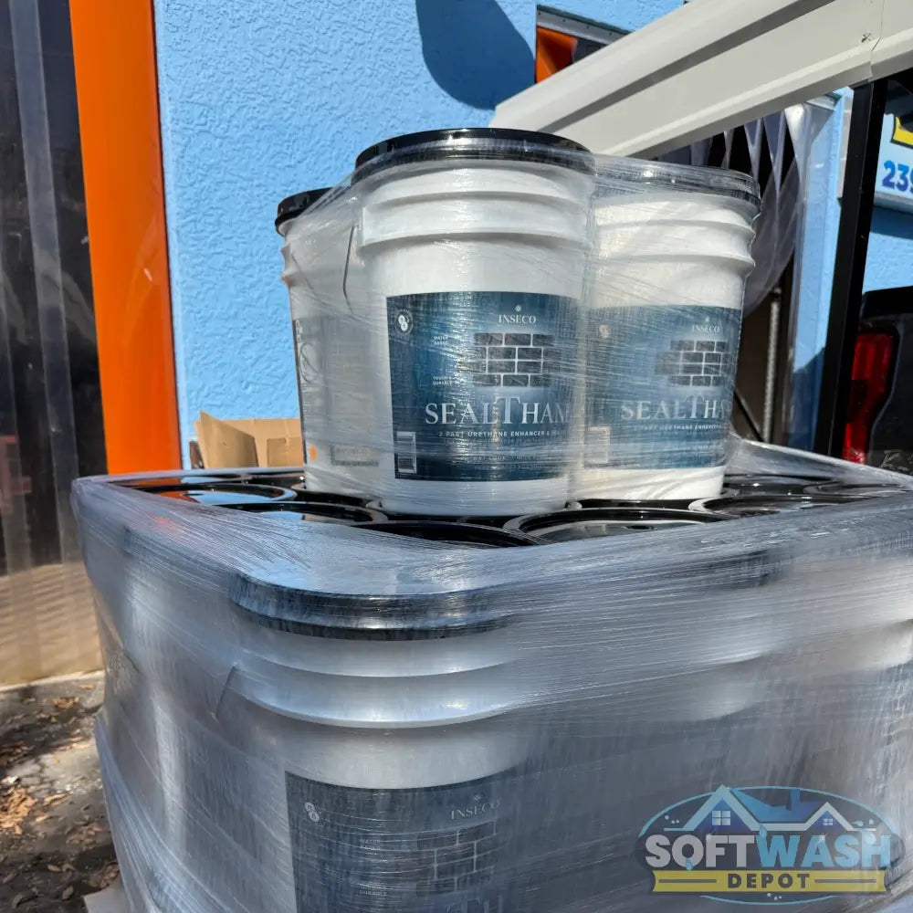Sealthane 2-part urethane sealer 5-gallon kit, high-gloss wet look concrete and paver sealer for long-lasting surface protection. - Soft Wash Depot