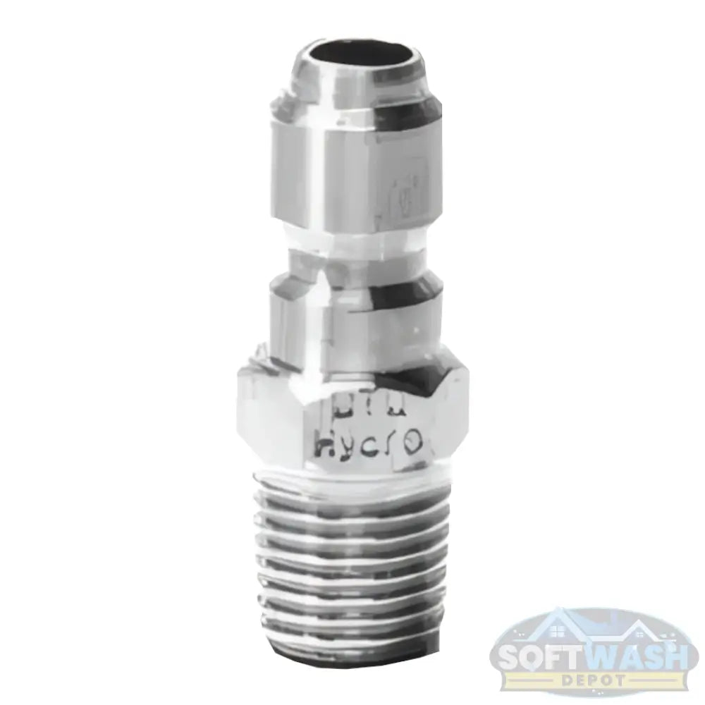 Stainless Steel 1/4" Quick Connect Plug x 1/4" MPT - premium male pipe thread fitting for pressure washer and soft wash systems. Made from corrosion-resistant stainless steel for reliable, leak-free quick connections. - Soft Wash Depot