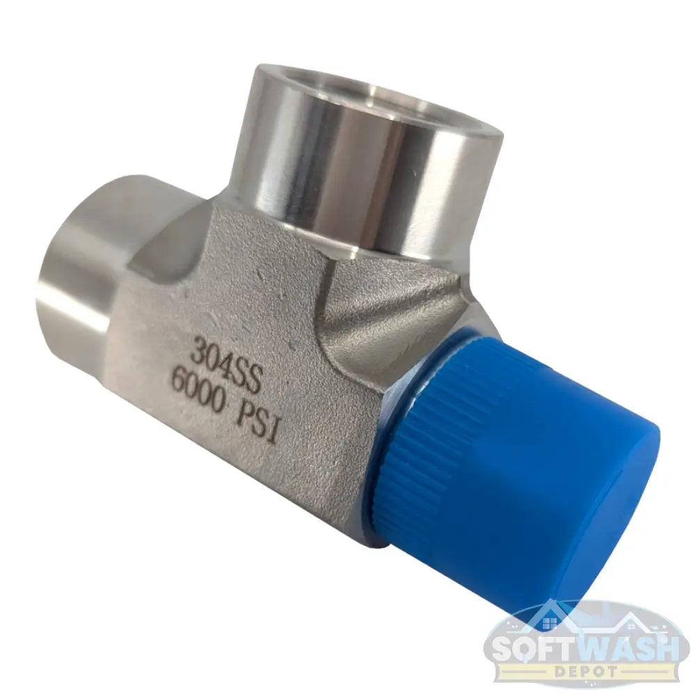 Stainless steel pipe fitting male run tee with 1/2-inch NPT male inlet and two 1/2-inch FPT female outlets, corrosion-resistant plumbing fitting for industrial and commercial applications. - Soft Wash Depot
