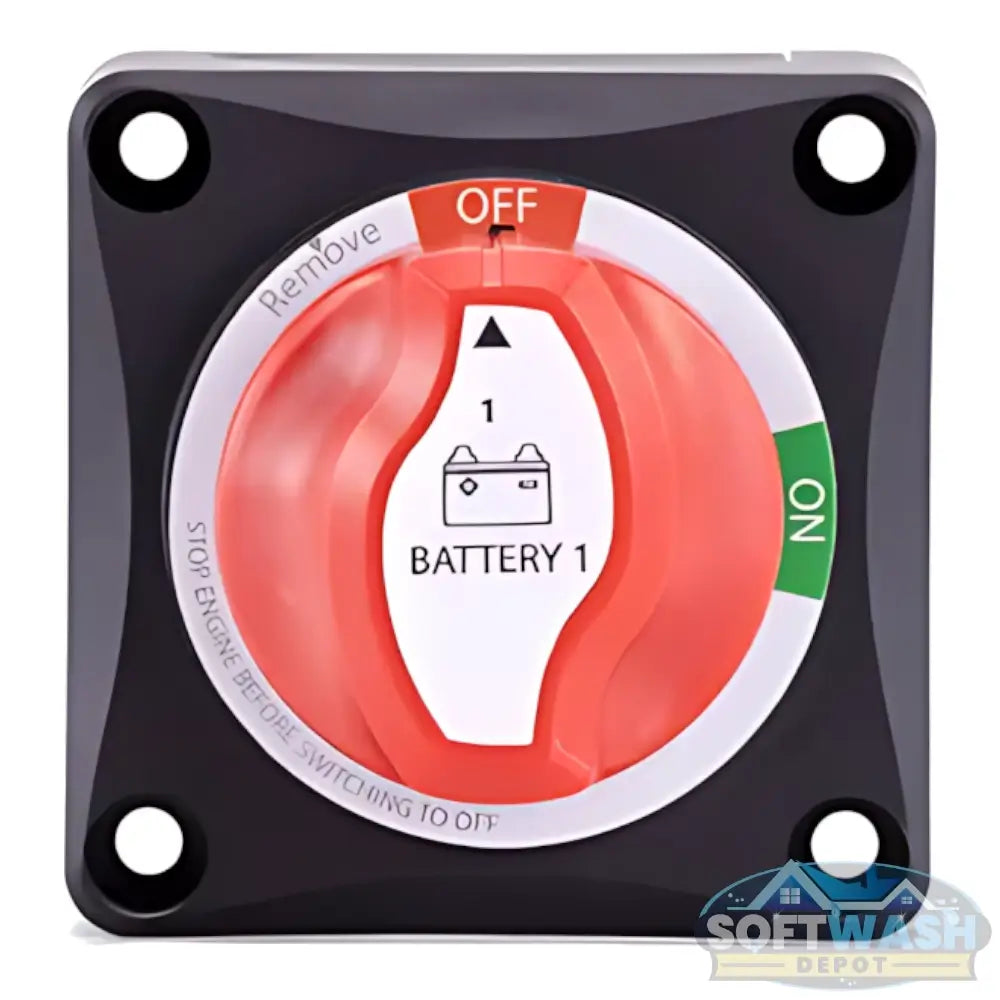 2 Position Battery Disconnect Switch - heavy-duty rotary battery isolator with ON/OFF control for secure power management and equipment protection. - Soft Wash Depot
