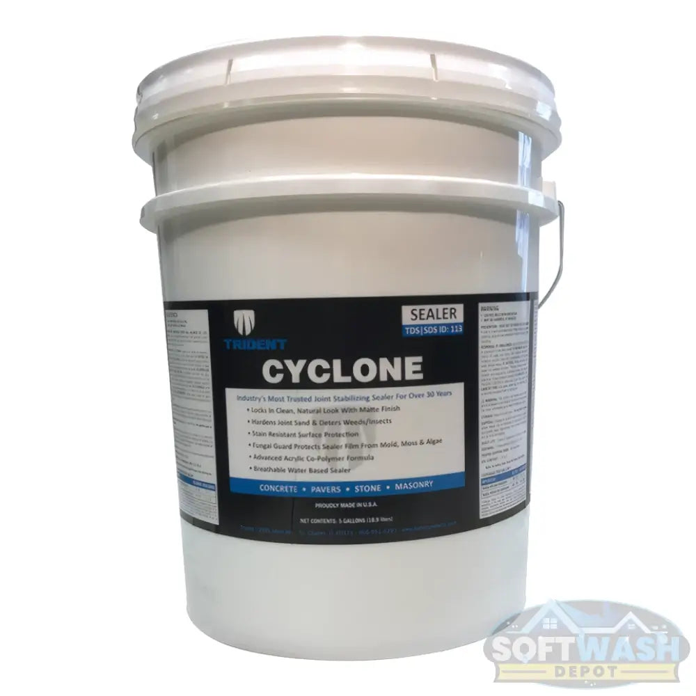 Trident Cyclone Joint Stabilizing Sealer 5-Gallon Pail for concrete, pavers, stone, and masonry surface protection. - Soft Wash Depot