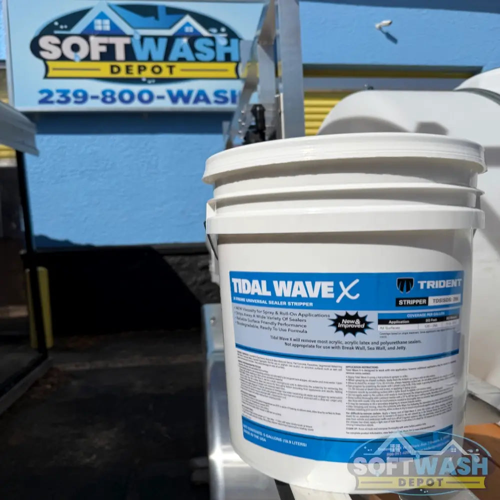Trident Tidal Wave X Hybrid Sealer Remover for concrete and pavers – sprayable gel formula that removes acrylic and polyurethane sealers. - Soft Wash Depot