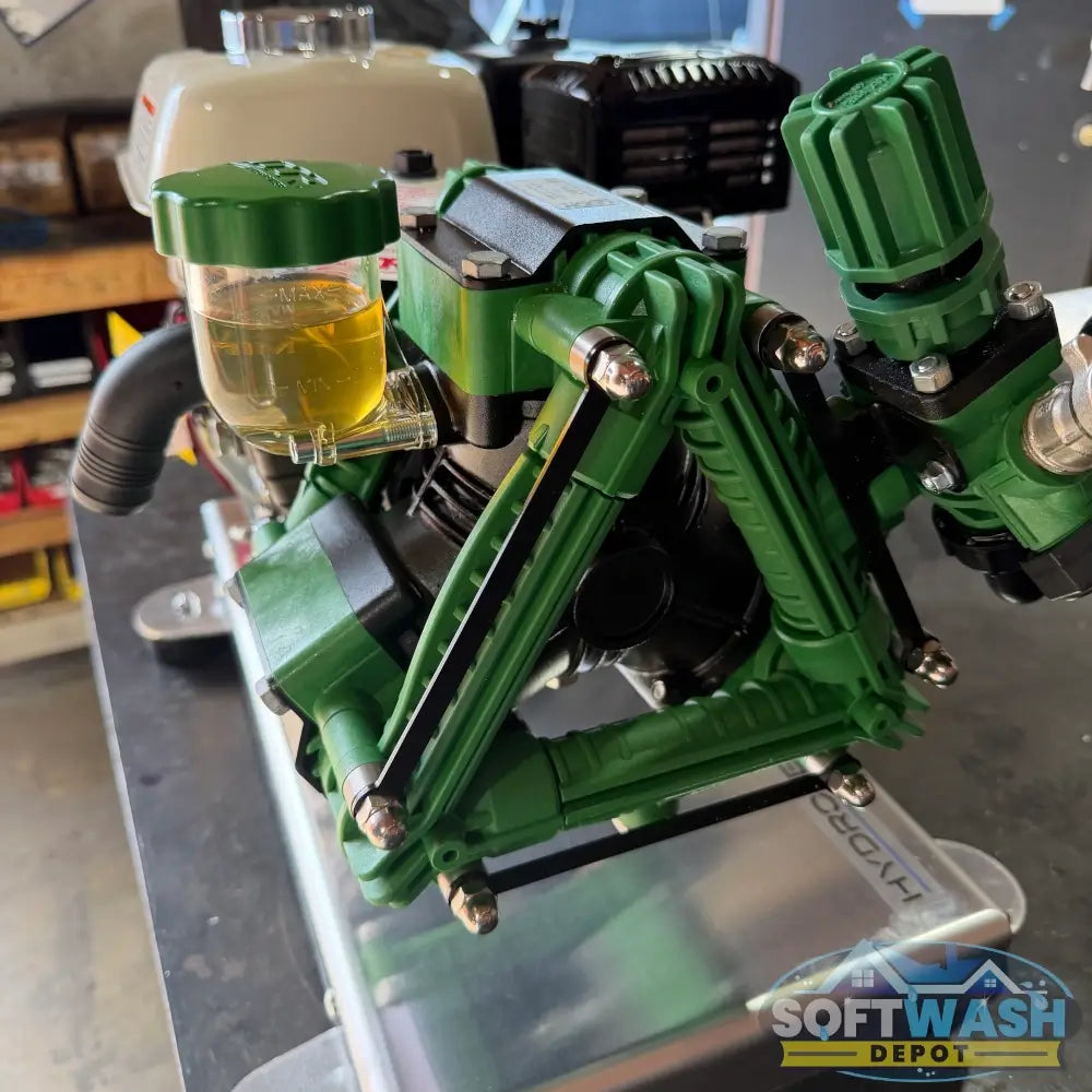 Professional-grade Udor Zeta-PP 42 VAGR3/4 diaphragm pump with Honda GX200 pull-start engine, delivering 10.5 GPM at 300 PSI. Features a durable anodized aluminum body, chemical-resistant polypropylene heads, stainless steel valves, and gear reduction drive-ideal for soft wash, agricultural spraying, and low-pressure chemical applications. - Soft Wash Depot