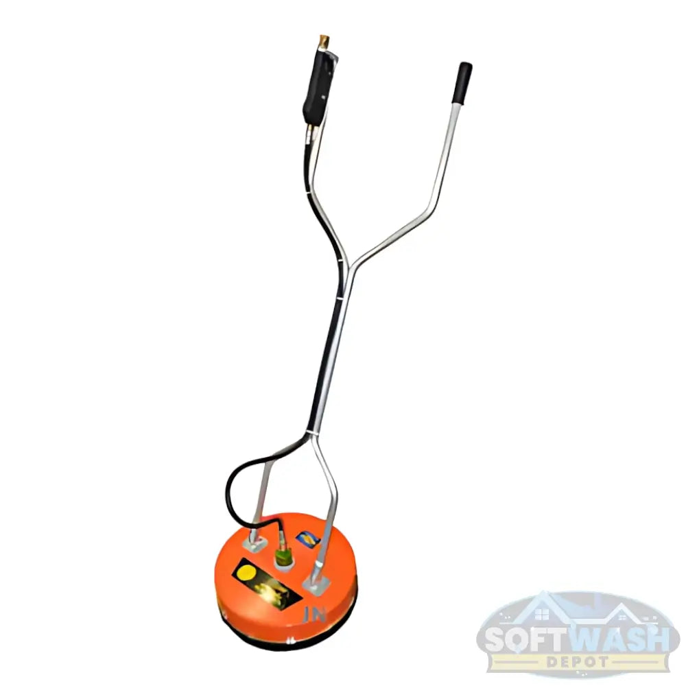 Whisper Wash Classic Extreme Orange Surface Cleaner with stainless steel handle and dual-nozzle spray bar for professional pressure washing. - Soft Wash Depot