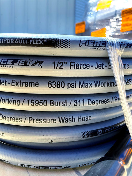 100' 1/2" 6200psi Non Marking Fierce Jet Hose Rated For Heat Up To 311 degrees Pressure Wash Hose