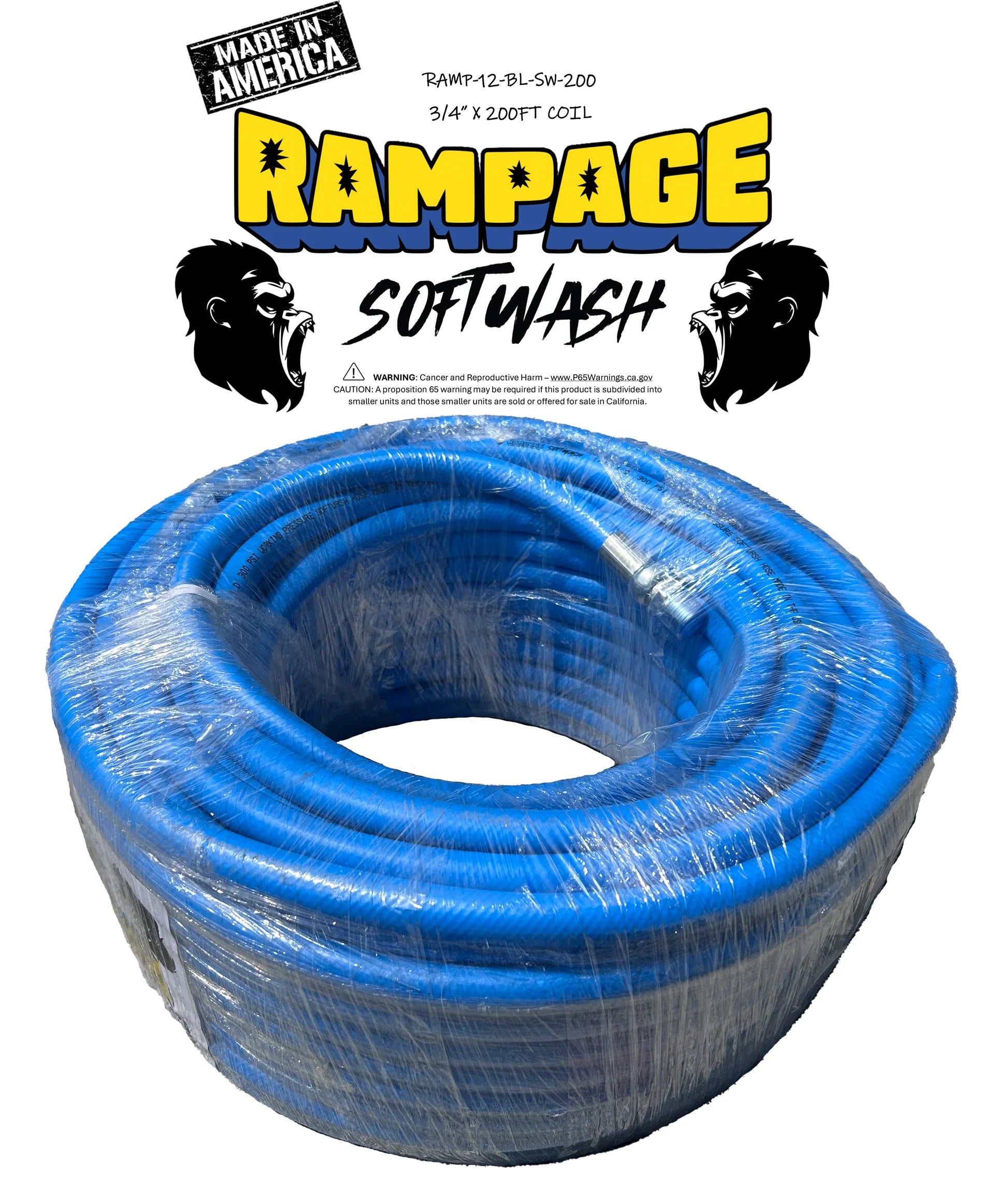 Rampage 3/4" Softwash Hose No Crimped Ends