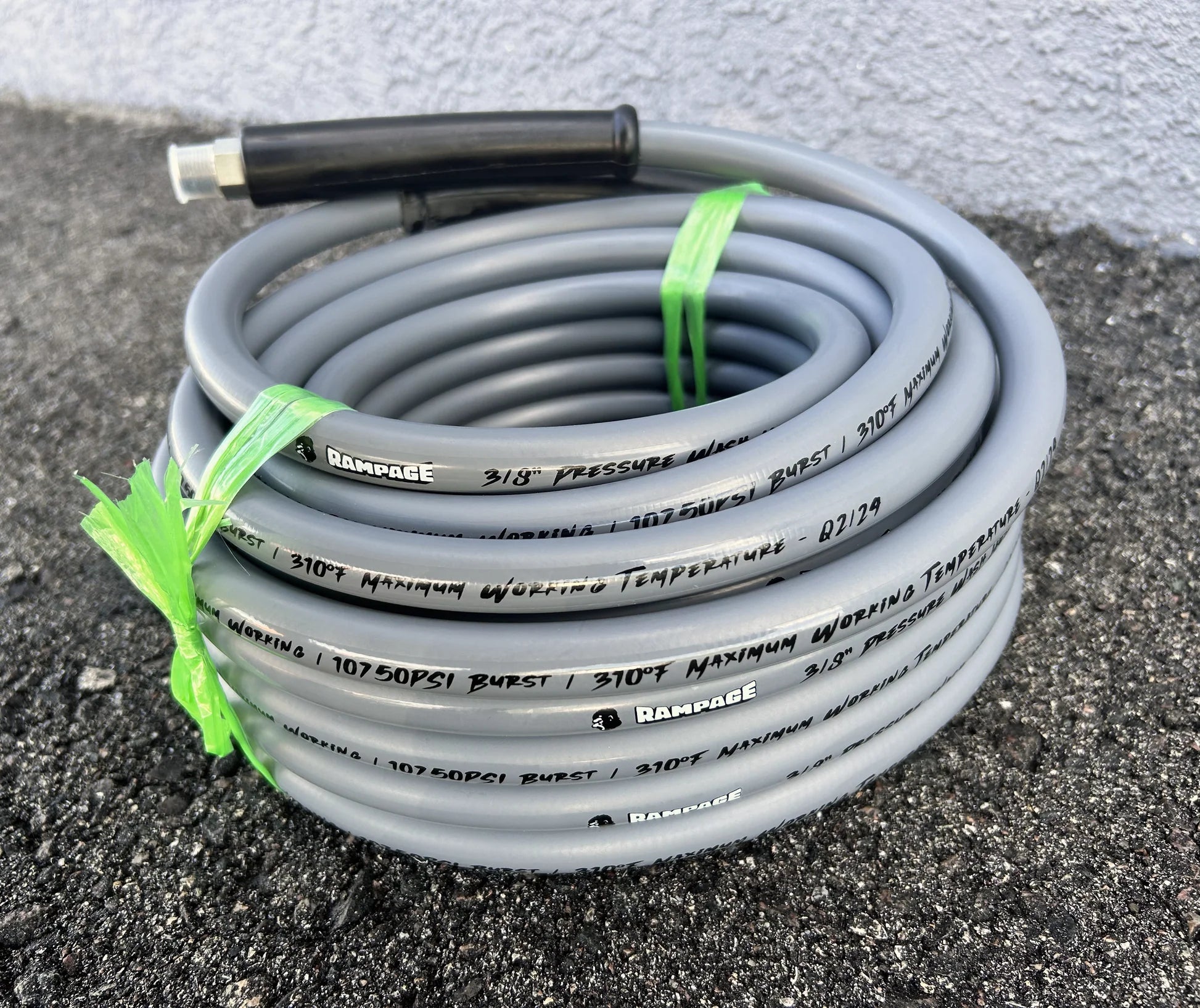 Rampage 🦍 Smooth Gray 3/8" Single Wire 4300 PSI Pressure Wash Hose